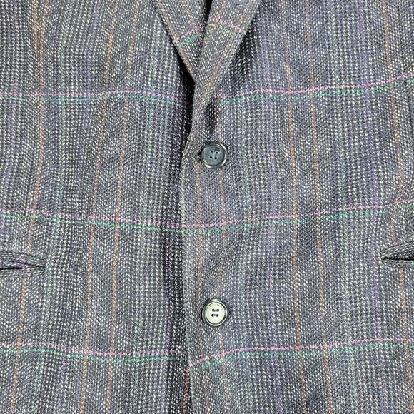 Gino Cappeli‎ Silk Sport Coat Mens 40 Long Blue Purple Windowpane Plaid 2 Button - Picture 13 of 15